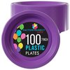Exquisite 7 Inch. Purple Plastic Dessert/Salad Plates - Solid Color Disposable Plates - 100 Count