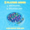 IPIDIPI TOYS Fishing Game for Kids, Hook Fishing Game for Toddlers - 21 Fish, 4 Poles Fishing Toy - Rotating Fish Board Game with Music, Educational, Fine Motor Skill Toys for Boys and Girls, Blue