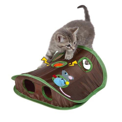 Petcronies Cat Toys, Interactive 9 Holes Mice Mole, Cat Kitten Toys for Indoor Cats Kitty with Collapsible Cat Play Tunnel, Ultra Fun Teaser Toy for Indoor Cats