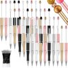 Crtiin 50 Pieces Plastic Beadable Pen Bulk Bead Ballpoint Pen Shaft Black Ink Beaded Pens with 50 Refills for DIY Making Gift Kids Students Office School Supplies (Black Gold)