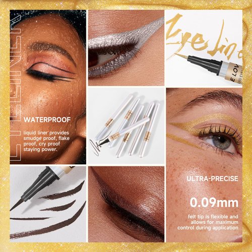 MIESCHER Black Liquid Eyeliner Pen, Eyebrow Pencil & Ultra-Fine Liquid Eyeliner Smudge-Proof Waterproof Eyeliner Pencil, Precision Felt Eyeliner, Long-Lasting Smooth Eyeliner Pen Eye Makeup