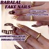 BABALAL Press on Nails Medium Almond Fake Nails Brown Glue on Nails Fall Flower 3D Gold Texture Design Acrylic Nails 24Pcs Handmade Stiletto Stick on False Nails
