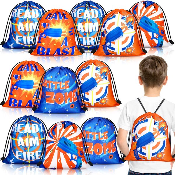 Dart Party Supplies Bags Toy Birthday Party Goody Treat Bags Gun Party Drawstring Bags Gift Party Treat Bags Darts Theme Party Supplies for Gun Dart Battle Decor (15 Pieces)