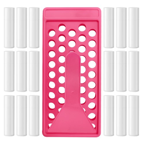 YouFuyi 50 Lip Balm Container Kit with Filling Tray and Spatula, Round Tube Refillable Empty Tube 3 Colors, 0.15 oz, BPA Free, for DIY Homemade Lipstick Lipstick (50 white kits,)