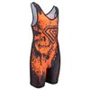 KO Sports Gear - Unisex Wrestling Singlet (Orange Skull, Adult X-Small)