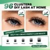 Lash Clusters 96pcs Individual Lashes D Curl 10mm Cluster Lashes KEYYOU Volume Wispy Lash Extension Soft&Comfortable Easy DIY at Home(Y12 D-10mm)