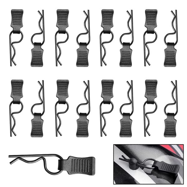 50 Pieces HobbyPark Universal RC Body Clips with Pull Tabs Car Clips R Clips for All 1/10 1/12 Scale Redcat HPI Himoto HSP Exceed RC Car Parts Truck Buggy Shell Replacement,Black