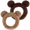 YISSION 2PCS Bear Ears Spa Headband No Slip Head Band for Face Wash Makeup Skincare Facial Headband Elastic Hair Band Carol Fleece Headbands for Women Girls (Brown Coffee)