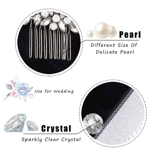 Fstrend Wedding Gold Hair Comb Rhinestones Opal Crystal Vintage Bridal Hair Clips Combs for Brides and Bridesmaids Pack of 2