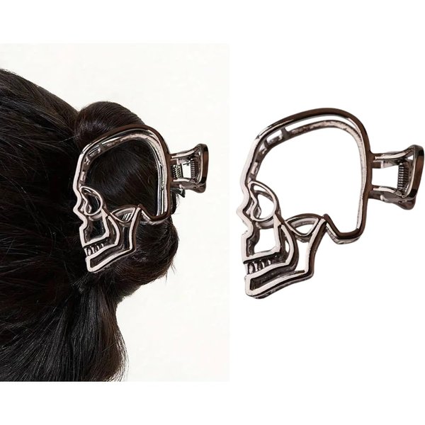 Halloween Hair Claw Clips Hair Claw for Women 1Pcs Skeleton Head Hair Claw Clips for Thick Hair Bow Black Hair Clips Hair Clips Metal Hair Clips Black Halloween Clips Cute Hair Clips Accessories