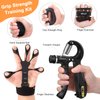 Grip Strength Trainer Kit with Hand Gripper Strengthener, Finger Exerciser, Forearm Workout Ring, Double-Sided Finger Stretcher(Gripster) and Stress Relief Ball (black grey)