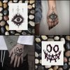 Oottati Waterproof 9 Sheets Back of Hand Fake Temporary Tattoo Stickers - Black Halloween Skull Horror Eye Devil Sun Moon Totem (Halloween)