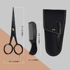 ONTAKI 5” German Beard Scissors & Mustache Scissors - 2 Combs (Beard Comb + Mustache Comb) with Carrying Pouch - Hand Forged Beard Trimming Scissors with Finger Rest (Black (410C German Steel))