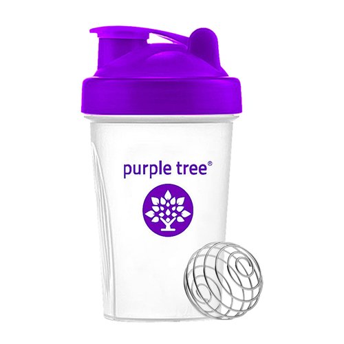 purple tree Protein Shake Bottle, Leak Proof Mixer Cup with Stainless Steel Blending Ball | 20 Oz Shaker Blender for Protein, Hydration & Supplement Mixes