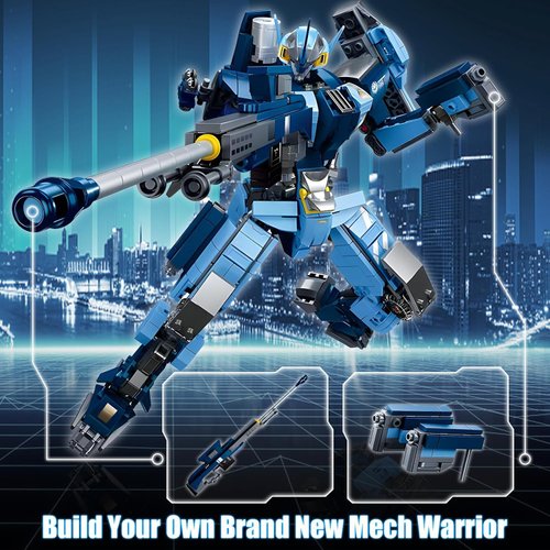 HIGH GODO Mech Robot Building Blocks Set for Adults, 752 Pieces Cool Warrior Model Kit, City Justice Hero Toy Playset, Best Gifts for Teens Boys Ages 6 7 8 9 10+ Year