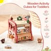 EERKEOD Wooden Activity Cubes for Toddlers Montessori Toys for Boys Girls Educational Learning Toys for Kids Wooden Toys for First Birthday Gift
