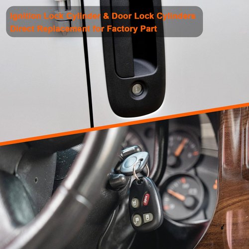 Ignition Switch Lock Cylinder & Four Door Lock Cylinders with 2 Keys | Compatible with 2002-2007 Chevy Express, GMC Savana Van | Replace#: 704600, 706591