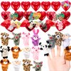 JOYIN 28 Packs Valentines Day Prefilled Hearts with Plush Animal Finger Puppet and Valentins Card for Kids Classroom Exchange, Valentine Party Favors, Gift Exchange, Game Prizes