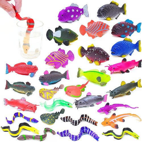 YiliUsAnwU 10Pcs Sea Animal Figurines Bath Toys, Color Changing Toys Stretchy Toys, Ocean Fish Toys Fish Statue, for Kids 3+,for Themed Parties,Cake Topper,Goodie Bag Fillers,Classroom Rewards