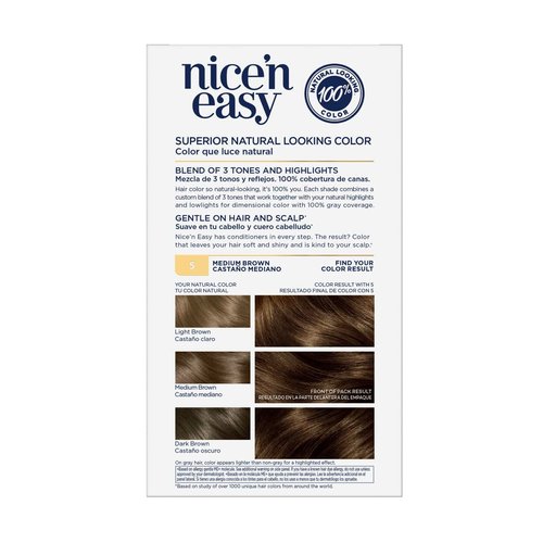 Clairol Nice'n Easy Permanent hair Color 5 Medium Brown