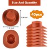 40 Pieces Plastic Mini Western Cowboy Hats Cowgirl Hats, Miniature Cute Toy Doll Hats Doll Dress Up Party Accessories for Dollhouse Decor (Brown)
