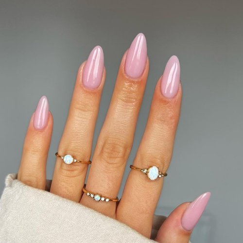 48 Almond Nails Nude Pink Press On Nails Almond Shaped,Xcreando Acrylic Nails Glue on Nails Medium,Medium Length Stick on Nails Press ons Fake Gel Nails,False Nails for Women in 48 PCS