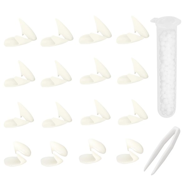 Ngdhkd 16 Pairs 4 Sizes Vampire Teeth Vampire Fangs Werewolf Teeth with Adhesive and Tweezers for Cosplay Props Halloween Anime Party Vampire Dentures Party Favors Masquerade Accessories