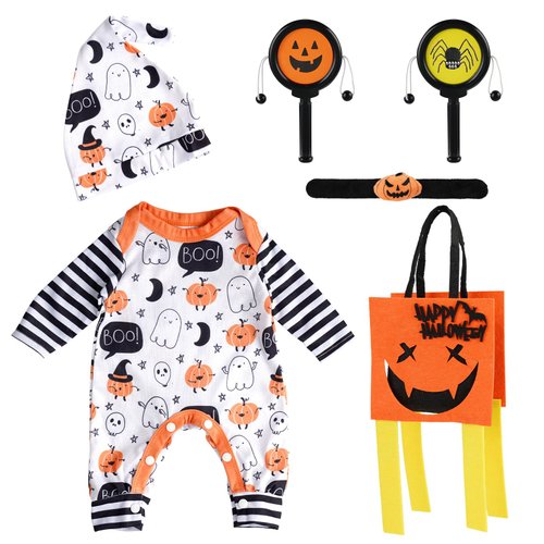 BABESIDE 6 Pcs Reborn Baby Doll Clothes Set with Tote Bag for 17-22 Inch Dolls, Baby Doll Halloween Costumes with Monkey Drums and Slap Bracelet for Realistic Baby Dolls