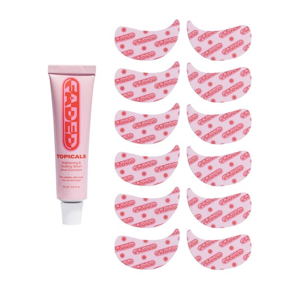 Topicals Faded Starter Kit, The Brightening & Clearing Bundle - Faded Serum for Dark Spots (0.5oz) and Faded Under Eye Masks (Set of 6)