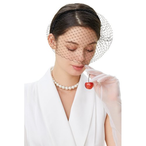 BABEYOND 1920s Flapper Fascinator Mesh Veil Headband Bridal Wedding Tea Party Fascinator Veil for Women