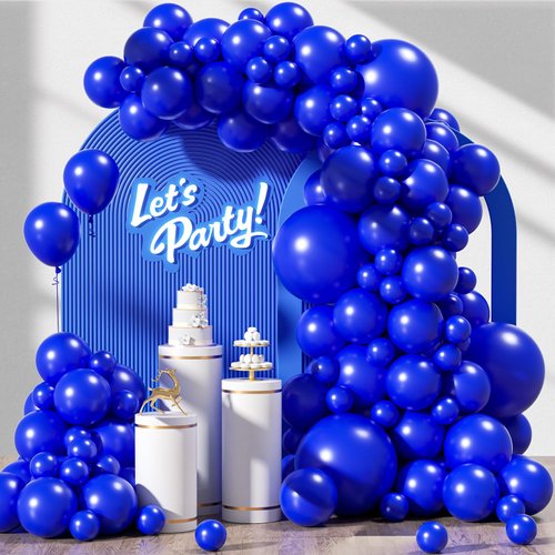 Awenztech 120pcs Royal Blue Balloon Arch Kit, 18 12 10 5 inch Royal Blue Latex Balloons Different Sizes Royal Blue Balloon Garland for Graduation Wedding Baseball Birthday Party Decorations