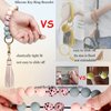 BIHRTC Keychain Bracelet Silicone Key Ring Wristlet with Leather Tassel Wrist Key Ring Bangle Silicone Bead keyring for Women Girls