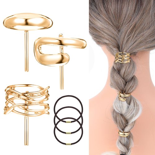 Yuanchu 3Pcs Ponytail Holder Hair Clips, 1Inch Metal High Ponytail Hair Buckles Gold Decorative P...