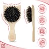 Natural Boar Bristle Hair Brush Cat shape, mini size, portable, easy carry for Women, Men, Kids; Dry and Wet Detangling Hair Brush Gently Enhances Shine, for Fine and Straight, Thick and Curly Hair