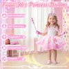Surelect Princess Dress Up Clothes for Little Girl, Light Up Princess Cape Set with Crown, Princess Dresses for Girls 3-8 Role Play, Princess Toy Gift for Halloween Christmas Birthday Party