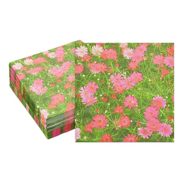 Juvale Pink Daisy Paper Napkins for Birthday Party Decorations (6.5 x 6.5 In, 100 Pack)