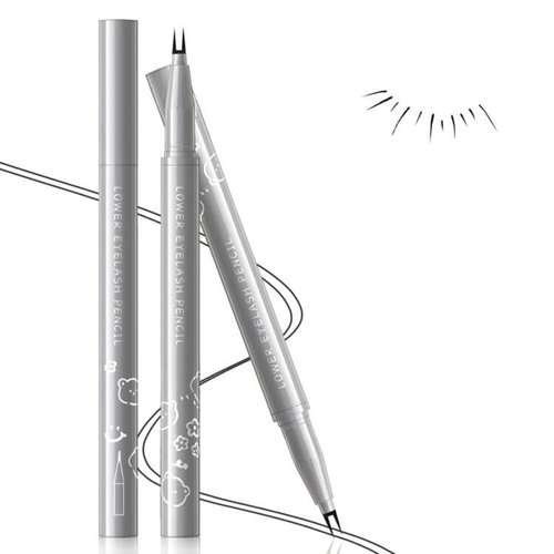GHFCZOO 2Pcs Dual-Tip Lower Eyelash Pencil, Waterproof Anti-Smudge Bottom Lash Pen, Ultra-Slim Dual Pronged Liquid Eyeliner, 3D Natural Under Lash Liner for Eye Makeup (Black*2pcs)