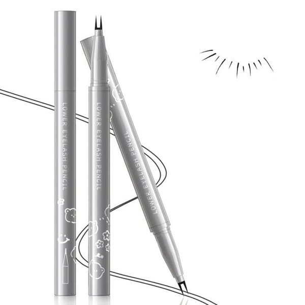 GHFCZOO 2Pcs Dual-Tip Lower Eyelash Pencil, Waterproof Anti-Smudge Bottom Lash Pen, Ultra-Slim Dual Pronged Liquid Eyeliner, 3D Natural Under Lash Liner for Eye Makeup (Black*2pcs)