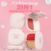 MIESCHER 2 in 1 Pearl Blush Blendable Highlights, Blush+Highlight Sea Shell Tinted Smooth Cream Blush Face Makeup for Cheek & Eye, Lightweight Highlighter Blusher Eyeshadow Palette, 01#So Shy