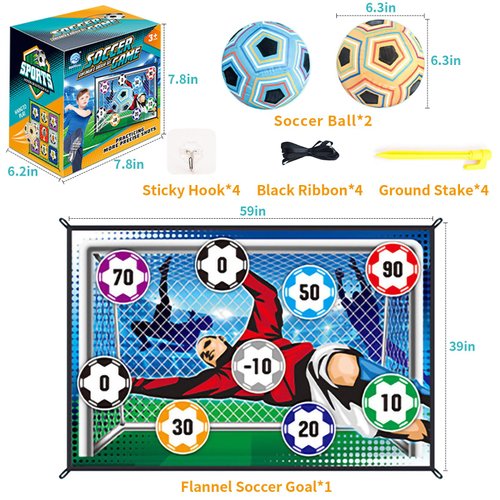 JHHJIFY Soccer Ball Game Mat Set, Soccer Ball Indoor Target Toss Party Game, Sports Toys and Gift for Kids Boys Girls for 3 4 5 6 7 8 Year Old Boy Toys Birthday Christmas
