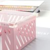 Office Memo Holders Notepad Holder 3.5 x 3.5Inch Memo Pad Cube Dispenser Acrylic Base Pink Metal Mesh Sticky Note Holder for Desk Home Office Supplies…