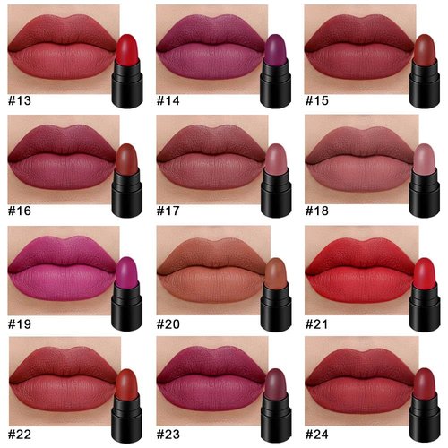 BINGBRUSH 12Pcs Mini Capsule Makeup Lipstick Set, Women Nude Brown Dark Red Matte Matt Lipsticks Cute Lip Stick Purse Set Labiales Matte Larga Duracion 24 (B-12 Pcs Mini Lipstick 02#, B)