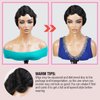 INSTANT FAB Finger Wave Human Hair Wigs for Black Women Short Mommy Wig Curly Remi Human Hair Wig Pixie Cut Wigs Nuna Wigs Non Lace Front Wigs (NATURAL BLACK)
