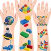 Building Block Individually Wrapped Tattoos, Block Temporary Tattoo Stickers, Building Blocks Birthday Decoration Party Supplies, Blocks Party Favors Gifts Rewards Activity for Kids Boys Girls