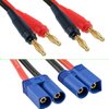 QOFOWIN EC3 Plug Connector Adapter, EC3 Male Plug to 4mm Banana Male Connector Adapter with 12AWG 30CM(11.8 inch) Cable for RC Helicopter Vehicle Toys,Quadcopter Car (2 Pack EC3…