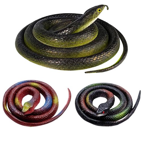 jxzdle Fake Snake,3pcs Halloween Decorations Rubber Snakes to Keep Birds Away Realistic Rubber Fake Snake Toy 48 Inch for Garden Props to Scare Birds Theater Props, Party Favors for Kids