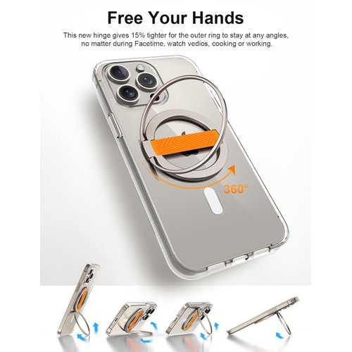 EWA MagOne 2nd Gen Phone Grip Stand with Replaceable Silicone Finger Strap, Removable Magnetic Ring Holder Kickstand Loop, Accessories for 15, 14, 13 Pro/Max/Plus