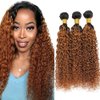 22 24 26 inch Brown Human Hair Bundles Ombre Human Hair Bundles 1b/30 Kinky Curly Bundles Two Tone Black Roots to Brown Bundle Human Hair Extensions