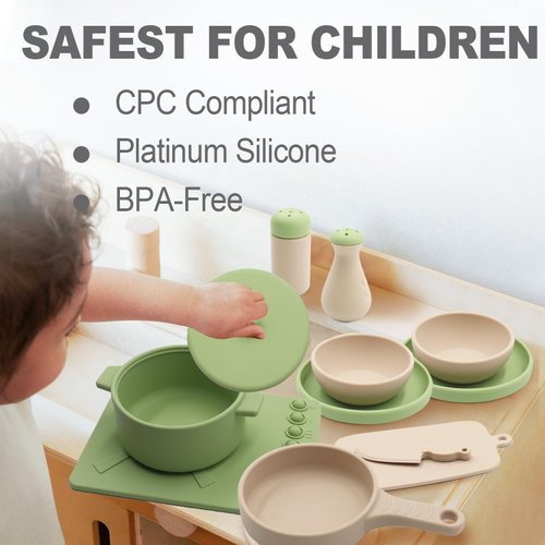 Wollibao Safe Play Kitchen for Toddlers 1-3, Toy Kitchen Sets Kids Kitchen Accessories Toddler Kitchen Tools Kids Cooking Sets Utensils Cooking Toys Set for Kids