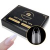 UNA GELLA Almond Gel Nail Tips 600 Pcs Pre-filed Almond Nail Tips Full Cover Nail Tips Press On Nails 12 Sizes Half Matte Clear Fake Soft Gel Nail Tips for Nail Extension Home DIY Salon with Box